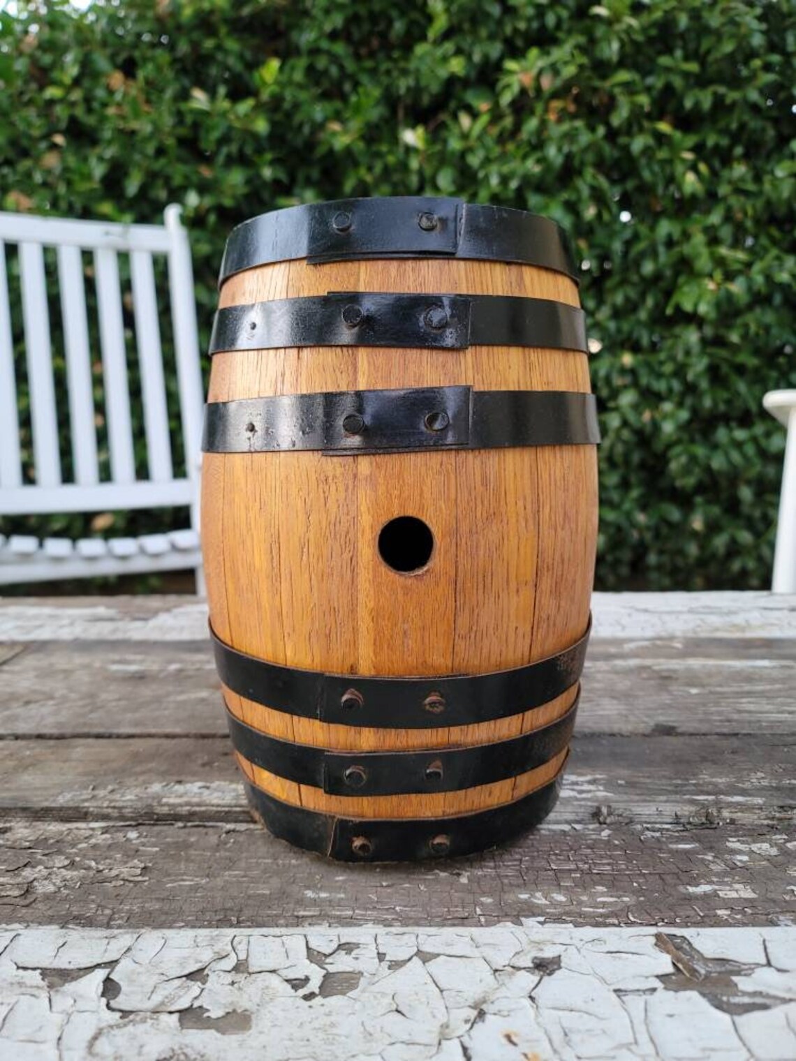 Medium 10.75 Wooden Aging Keg With Black Metal Bands Etsy