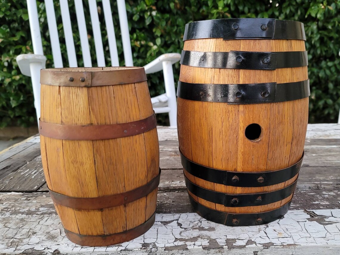 Medium 10.75 Wooden Aging Keg With Black Metal Bands Etsy