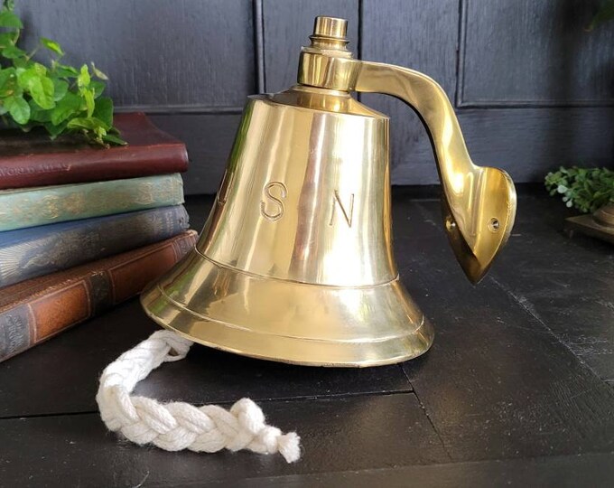 Brass USN Bell Large Brass Wall Mounted Bell Etsy