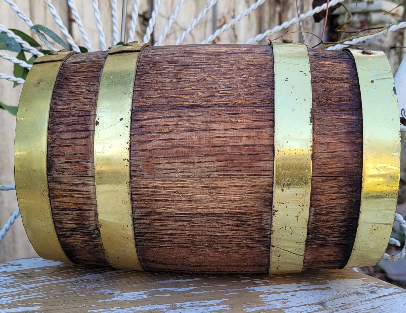 Medium 10.75 Wooden Aging Keg With Gold Metal Bands Etsy
