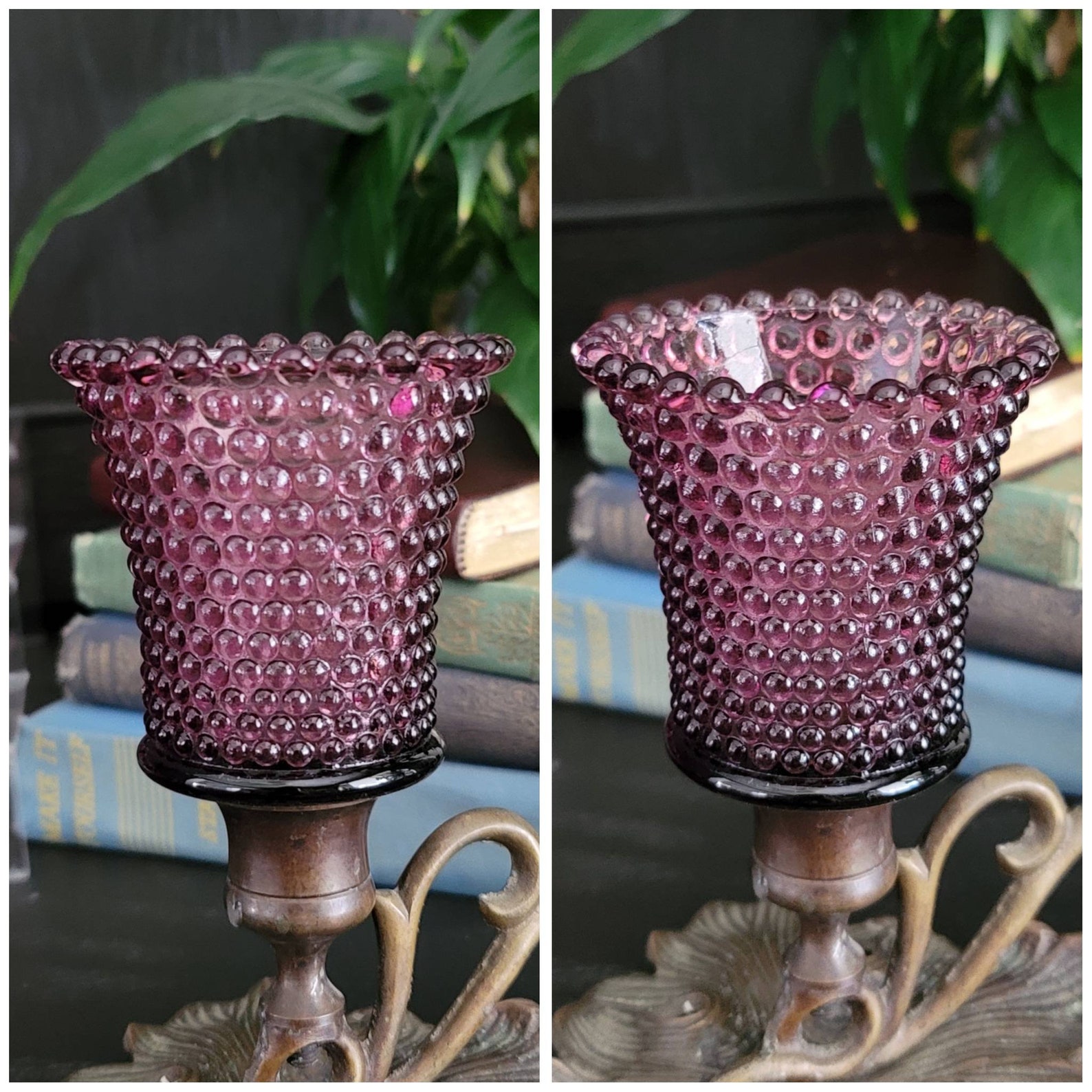 Vintage Peg Votive Candle Holder Cups Amber Red and Purple Etsy