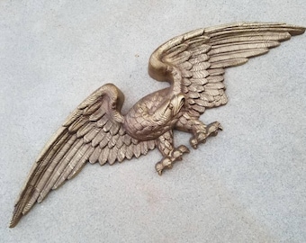 Gold Toned Eagle Wall Hanging with Spread Wings