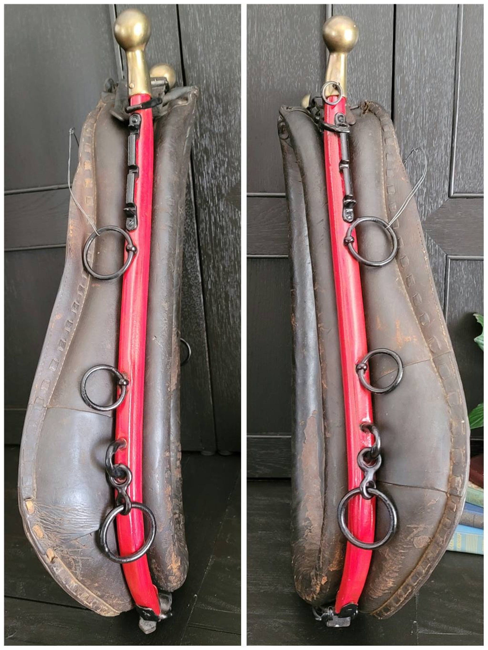 Vintage Leather Horse Collar and Hames with Brass Knobs US Etsy