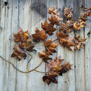 Large 39&quot; by 27&quot; Mid Century Copper and Brass Branches with Heat Treated Maple Leaves Wall Art Sculpture | Signed Balaban