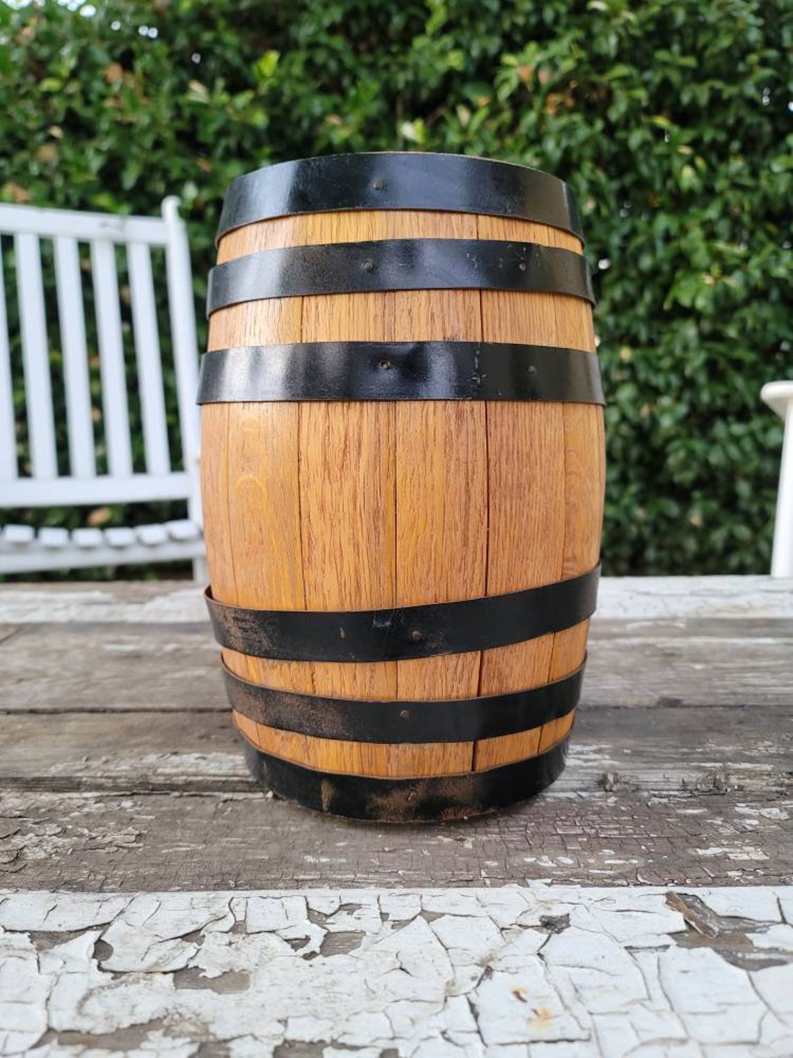 Medium 10.75 Wooden Aging Keg With Black Metal Bands Etsy