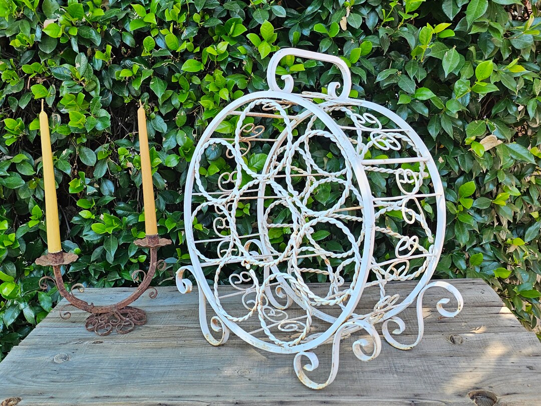 Vintage Twisted Metal Wine Rack Spanish Round Curly Metal Etsy