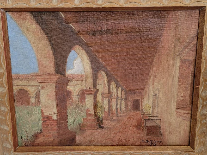 Antique Framed Oil Painting of Spanish Mission in California Etsy