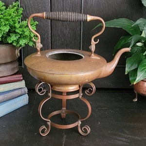 Vintage Copper or Brass SS&Co Sternau Teapot With Stand / Teapot Holder