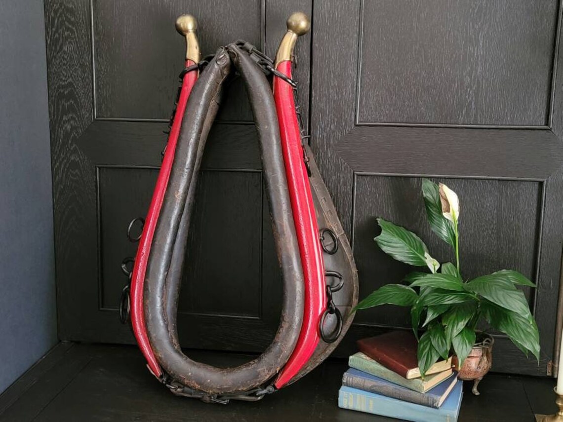 Vintage Leather Horse Collar and Hames with Brass Knobs US Etsy