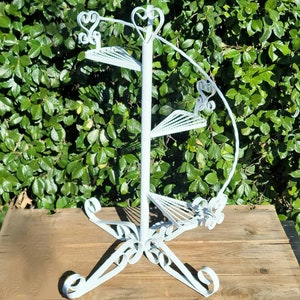 Stunning Antique Cast Iron Base Tiered Swivel Plant Stand Planter 42 Tall