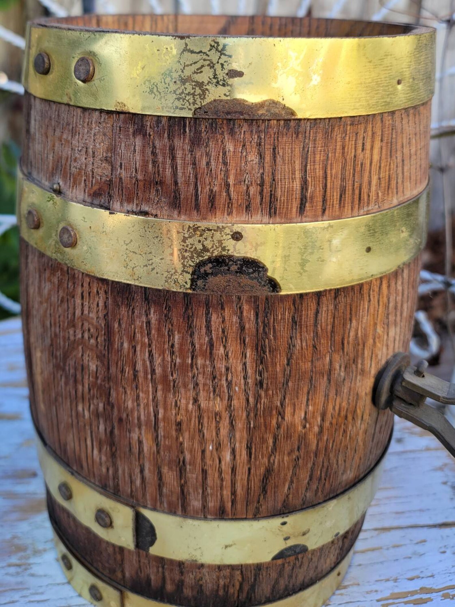 Medium 10.75 Wooden Aging Keg With Gold Metal Bands Etsy