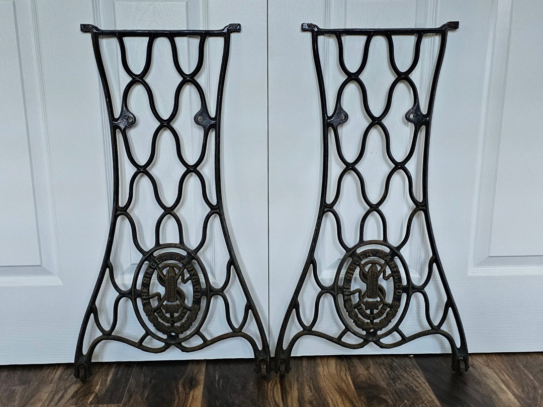 Antique Cast Metal Treadle Sewing Machine Legs Rusty Black Singer