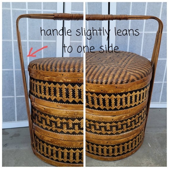 Vintage Japanese Wedding Basket Three Compartments Home Décor Baskets