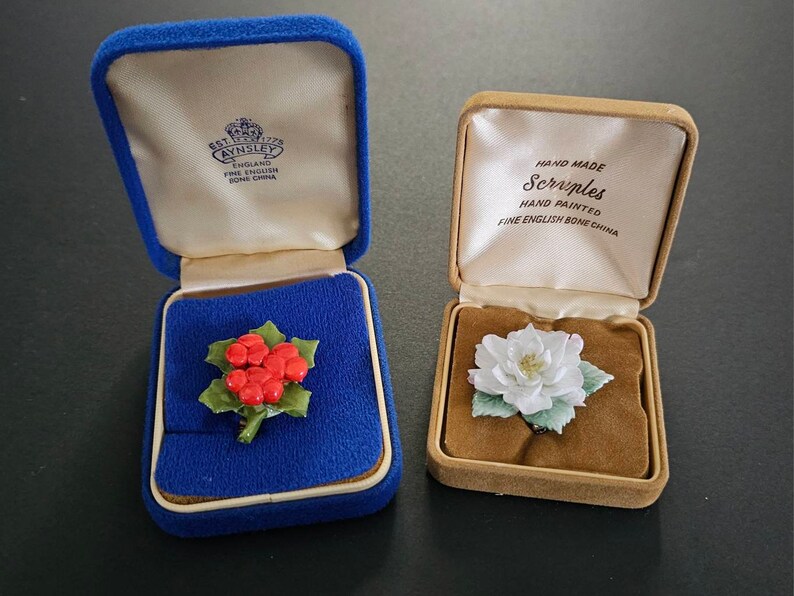 Two Vintage Fine English Bone China Brooches or Pins Hand Etsy