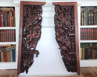 Carved Teak Horse Bracket From South India - 18thC Carved Teak Horse Bracket From South India - 18thC