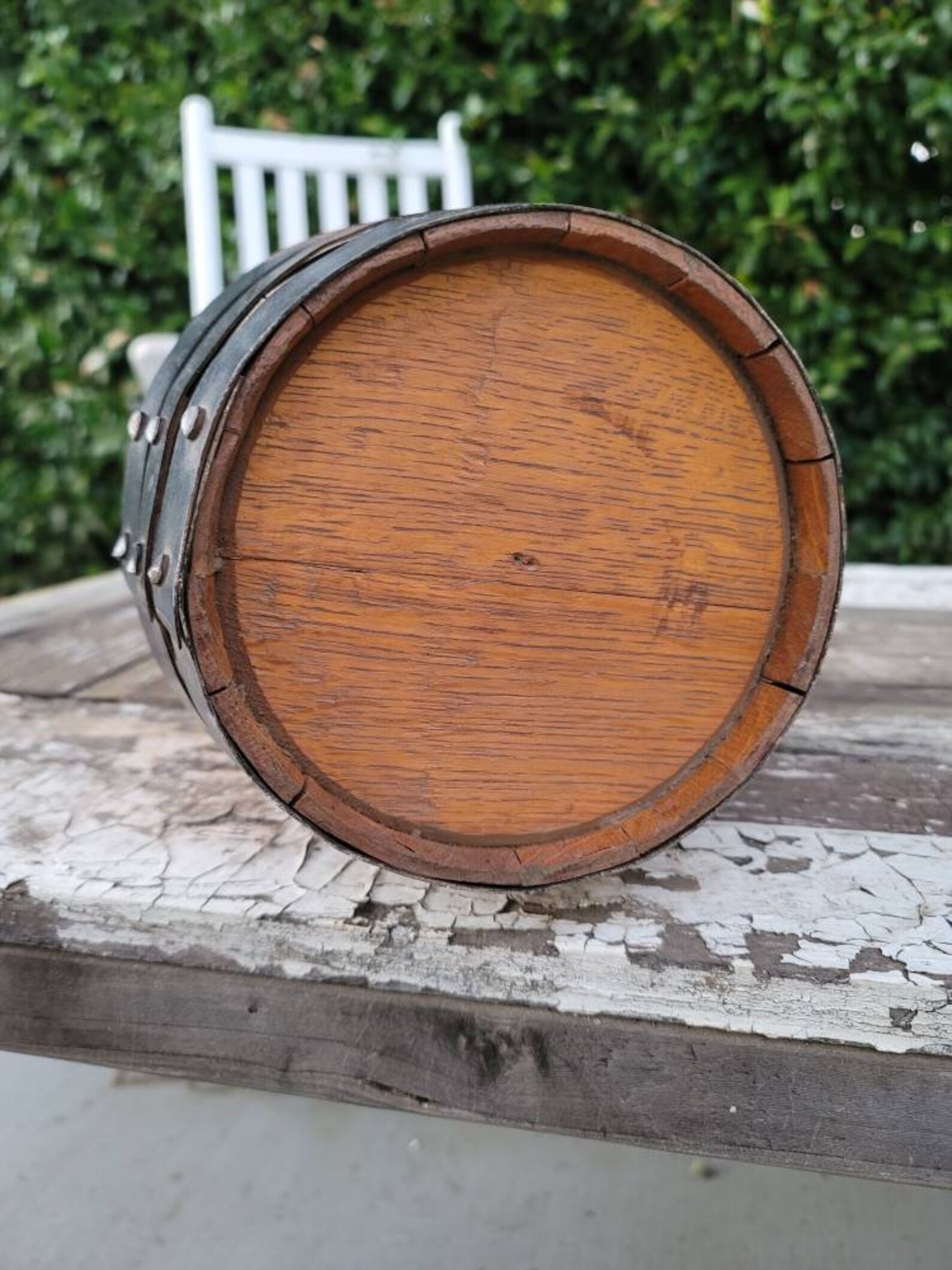 Medium 10.75 Wooden Aging Keg With Black Metal Bands Etsy