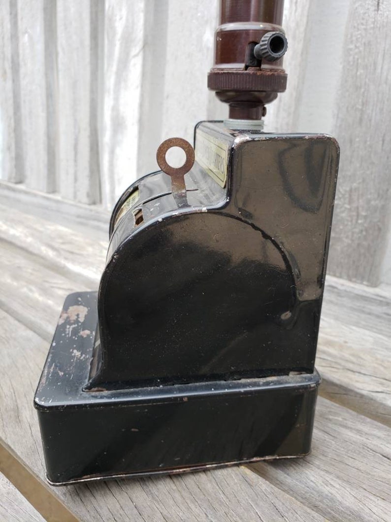 Vintage Repurposed Table Lamp Uncle Sams Cash Register Bank Light
