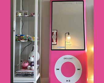Pink iPod Mirror, Giant Retro MP3 Player Mirror, Y2K Full Length Floor Mirror, Custom Color Wall Decor, Big iPod Style Mirror for Bedroom