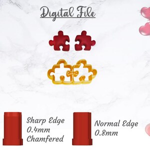 May include: Image features red and gold puzzle piece designs, along with the text "Digital File." The image also includes two red puzzle pieces, a connected gold puzzle piece design, and two red rectangular shapes with measurements.