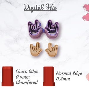 Digitale STL Datei - ASL 'I Love You' Polymer Clay Cutter Spiegel Set