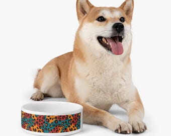 Colorful Leopard Print Pet Bowl