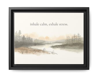 Inspirez calmement, expirez stress art mural forêt, toile pleine conscience de la nature, cadeau déco de salle de méditation