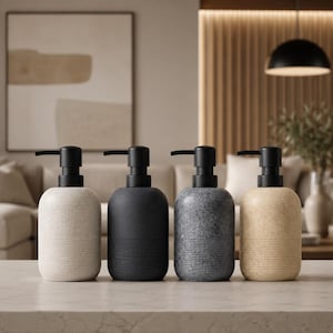 Flacone dispenser di sapone ricaricabile con pompa – Contenitore per sapone liquido, gel doccia, detergente e lozione per cucina e bagno.