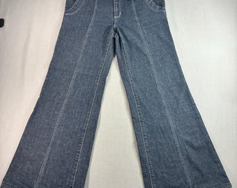 Banana Republic Womens Size 10 Wide Leg Sailor Button Denim Jeans Blue Y2K