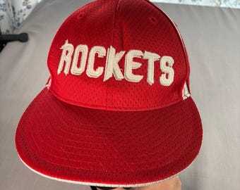 Retro Houston Rockets Reebok NBA Red Fitted Hat Size 7 1/8 Hardwood Classics