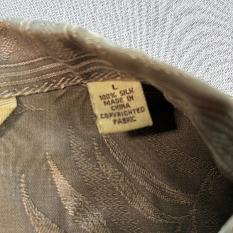 Tommy Bahama 100% Silk Hawaiian Camp Shirt Mens Large Brown Palm Leaf image 3