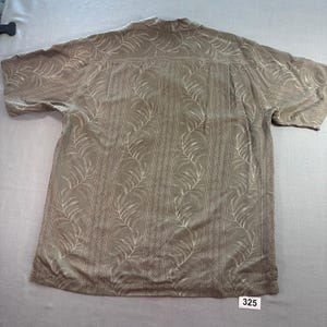 Tommy Bahama 100% Silk Hawaiian Camp Shirt Mens Large Brown Palm Leaf image 9