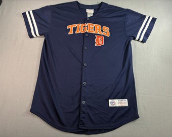 Detroit Tigers Youth XL Jersey MLB Team Athletics Navy Button Front Shirt