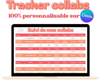 Tracker, Kollaborationen, Soziale Netzwerke, Canva-Board, Management, Partnerschaften, Content-Ersteller, Organisation, Influencer, 100 % anpassbar