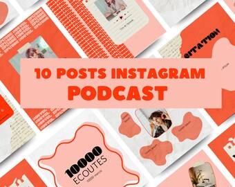Podcast-Instagram-Post-Vorlage, Social Media Canva: 10 rote und pinke Podcaster-Post-Vorlagen, neue Folge