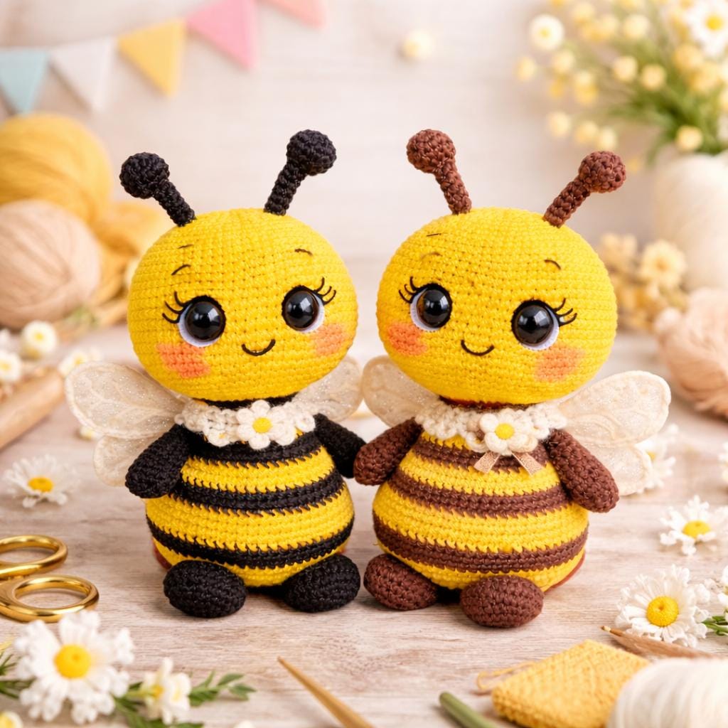 Bee Amigurumi Crochet Pattern | Cute Bumblebee Plush Toy Set | Kawaii ...