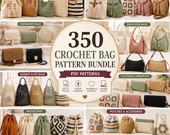 Crochet Bag Pattern Bundle, 350 PDF Designs for Tote Backpack Crossbody and Purse Bags