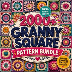 Grandma Square Häkelmuster-Paket, über 2000 PDF-Designs mit floralen und geometrischen Motiven