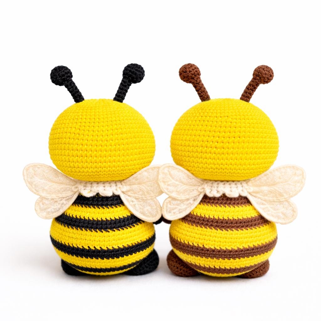Bee Amigurumi Crochet Pattern | Cute Bumblebee Plush Toy Set | Kawaii ...