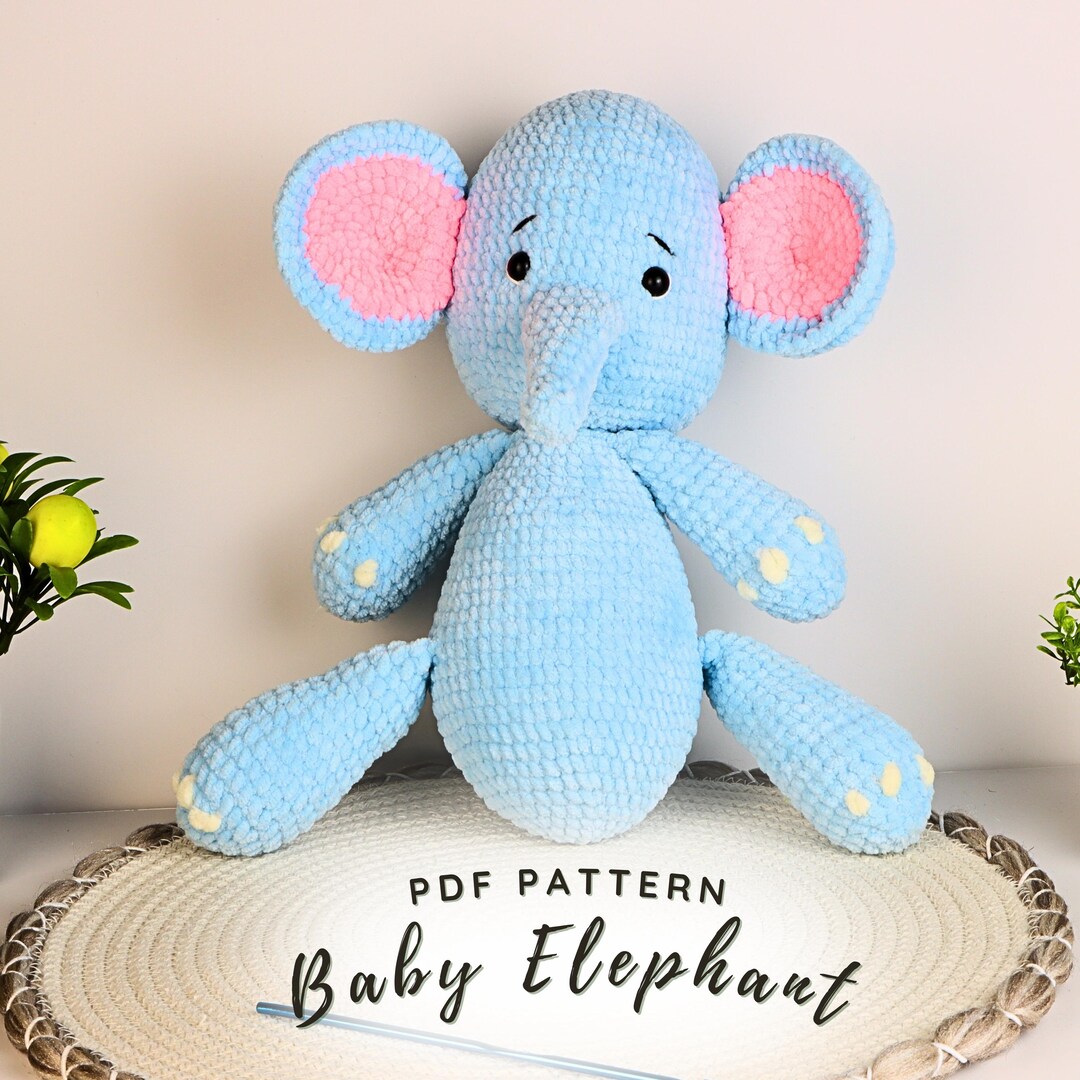 Baby Elephant Amigurumi Crochet Pattern PDF, Soft Plush Elephant Toy ...