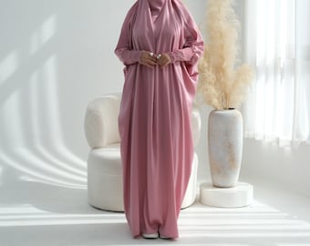 Einteiliges Gebets-Abaya | Locker sitzender Jilbab, vollständig bedeckendes muslimisches Kleid