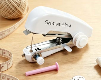 Personalized Mini Handheld Sewing Machine With Name, Portable Hand Sewing Machine, Easy Quick Stitch, Sewing Repair Tool For Travel