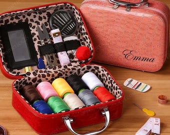 Personalized Sewing Kit Set, Retro Zipper Sewing Kit Portable, Elegant Travel Sewing Box, Small Lightweight, Travel Storage