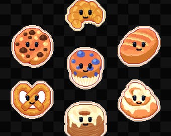 Noteful Digital Stickers | Cozy Pixel Art Bakery Treats for Goodnotes | Precropped PNG Icons