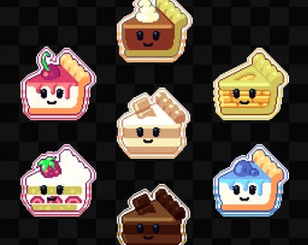 Noteful Digital Stickers | Cozy Pixel Art Cakes and Pies for Goodnotes | Precropped PNG Icons