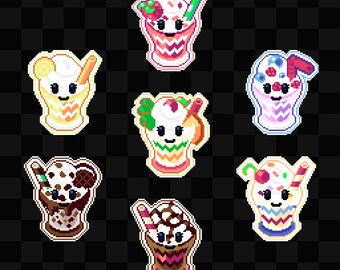 Noteful Digital Stickers | Cozy Pixel Art Savory Shakes for Goodnotes | Precropped PNG Icons