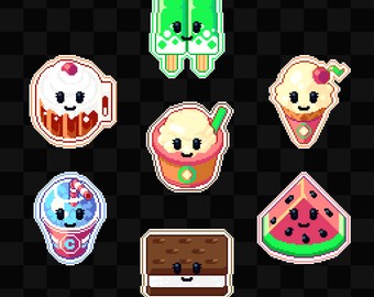 Noteful Digital Stickers | Cozy Pixel Art Summer Sweets for Goodnotes | Precropped PNG Icons