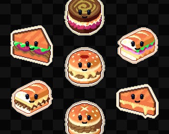 Noteful Digital Stickers | Cozy Pixel Art Succulent Sandwiches for Goodnotes | Precropped PNG Icons