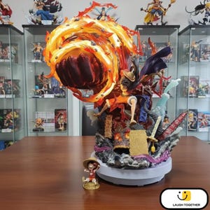 Statuette Anime One Piece Luffy Gear 3 LED Roc rouge en PVC