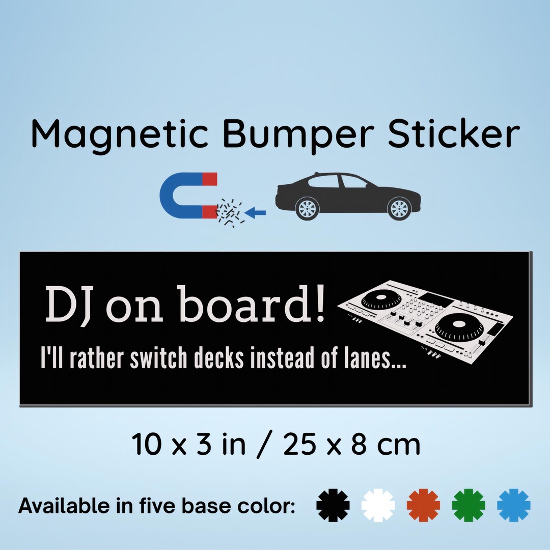 DJ on Board BUMPER STICKER, Magnetic Car Sticker - Producer, Dj, Studio ...