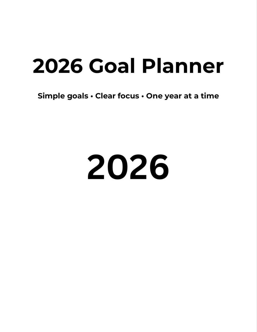 2026 Goal Planner Printable | Yearly Goals & Reflection | Simple ...